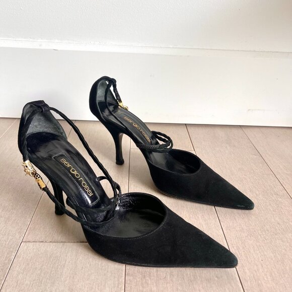 Sergio Rossi Black Heart Charm Heels - Picture 13 of 14